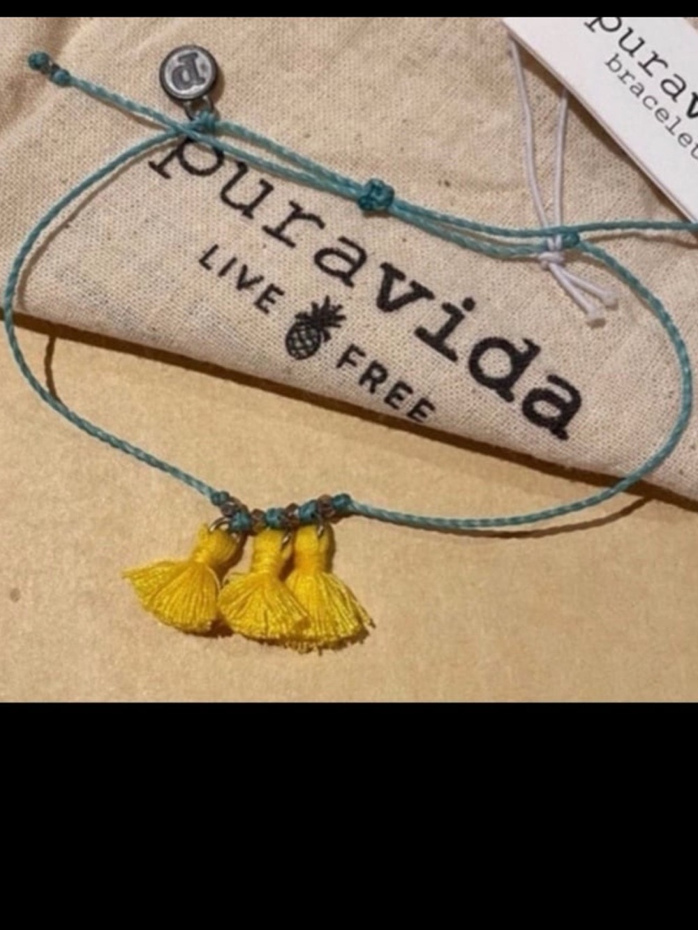 PURA VIDA ANKLET Triple Tassel Aqua RARE! New retail $24